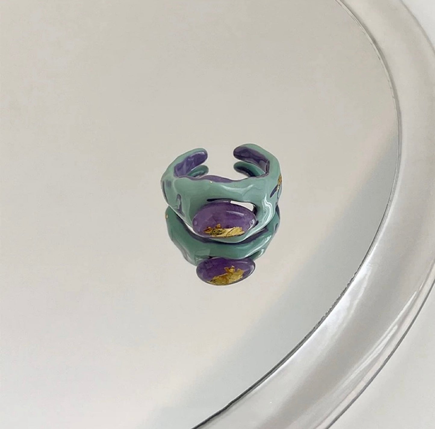 Mint Purple Enamel Ring